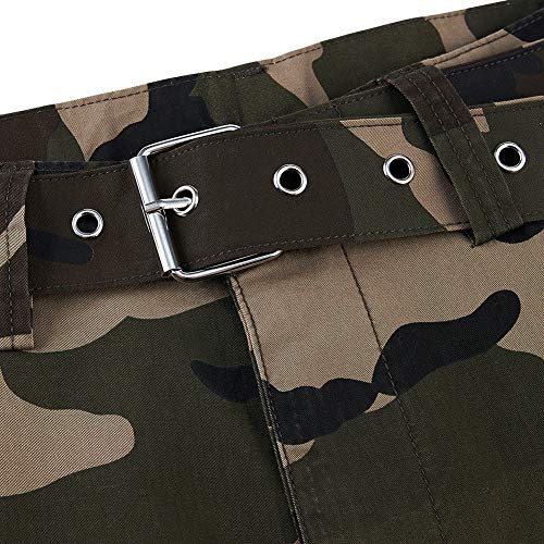 AIDEAONE Pantalones de camuflaje de cintura alta para mujer Color caqui. M