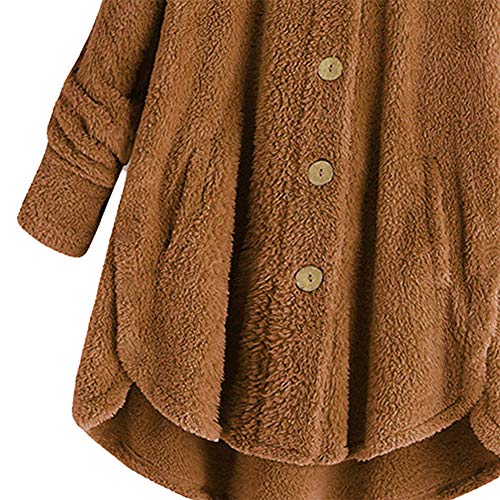Aiserkly Abrigos con capucha para mujer, talla grande, capa de botón, parte superior de cola mullida, sudadera con capucha, suéter suelto, blusa larga, blusa Y-amarillo 4XL