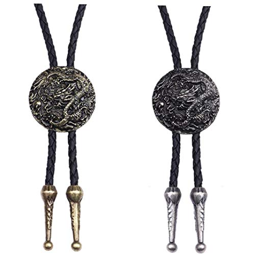 Aisoway Forma Ajustable Bolo Tie Redondo Hecho a Mano Collar Occidental del Vaquero del Lazo del Dragón Chino Decoración Corbata para Hombres De Las Mujeres