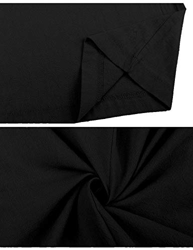 Akalnny Pantalones de Lino Mujer Pantalón con Cordón de Cintura Elástica Casual Pantalones de Verano con Bolsillo(Negro, S)