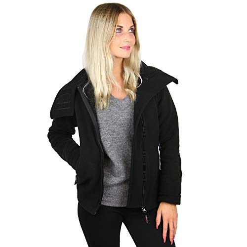 ALPIDEX Chaqueta Forro Polar Mujer Negro Cuello Alto, Tamaño:S, Color:Black