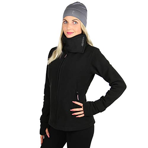 ALPIDEX Chaqueta Forro Polar Mujer Negro Cuello Alto, Tamaño:S, Color:Black