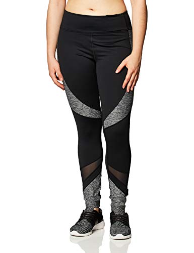 Amazon Brand - AURIQUE Leggings deportivos con paneles para mujer, Negro (Black), 38, Label:S