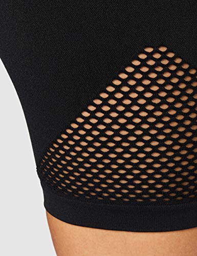 Amazon Brand- AURIQUE Pantalones cortos deportivos sin costuras para mujer, Negro (Black), 38, Label:S