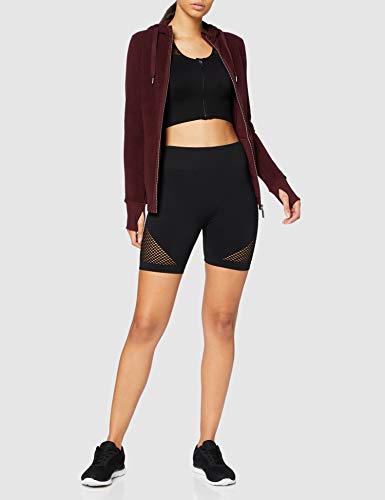 Amazon Brand- AURIQUE Pantalones cortos deportivos sin costuras para mujer, Negro (Black), 38, Label:S