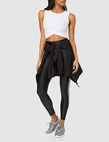 Amazon Brand - AURIQUE Top corto deportivo de malla para mujer, Blanco (Blanco), 42, Label:L