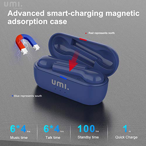 Amazon Brand-Umi Auriculares inalámbricos Bluetooth 5.0 con Hybrid drivers quad Umibuds altavoces de grafeno duales dinámicos auriculares bluetooth inalambricos estéreo IPX7 resistentes al agua (azul)