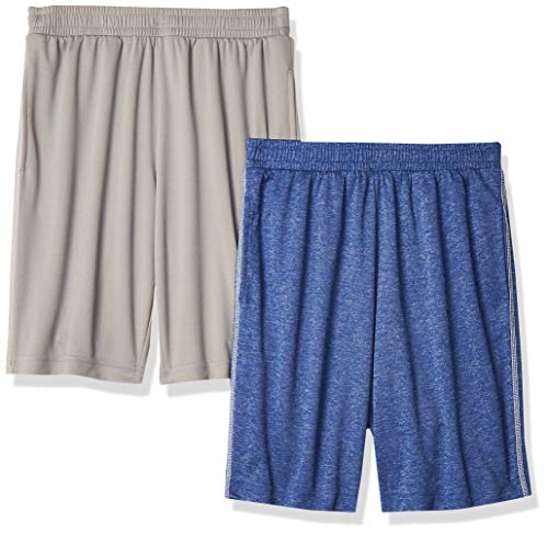 Amazon Essentials Boys' 2-Pack Mesh Short Bañador, Bright Blue/Grey, S