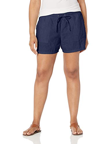 Amazon Essentials Drawstring Solid Linen Short Pantalones Cortos Informales, azul marino, XXL