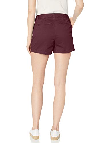 Amazon Essentials – Pantalón corto chino con tiro de 8,89 cm para mujer, granate, 8