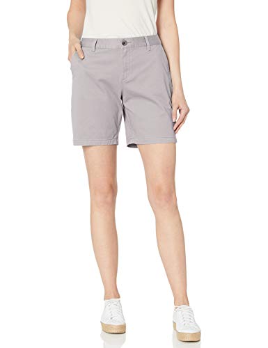 Amazon Essentials - Pantalón corto estilo chino, entrepierna 17,78 cm, para mujer, Gris claro, US 10 (EU M - L)