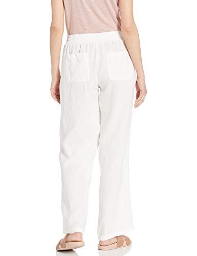 Amazon Essentials – Pantalón de lino con cordón para mujer, blanco, US M Regular (EU M - L)