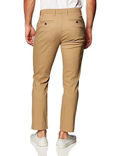 Amazon Essentials - Pantalones ajustados informales en color caqui para hombre, Beige (Dark Khaki), W34 x L34