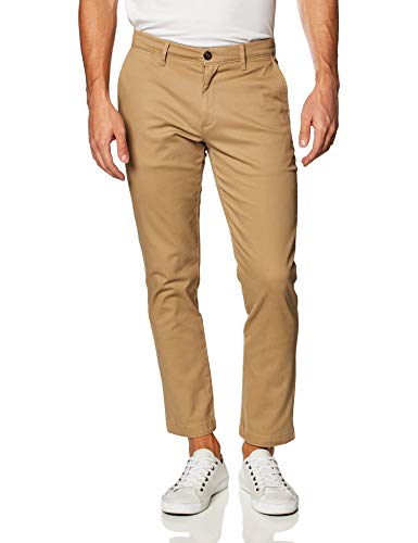 Amazon Essentials - Pantalones ajustados informales en color caqui para hombre, Beige (Dark Khaki), W34 x L34