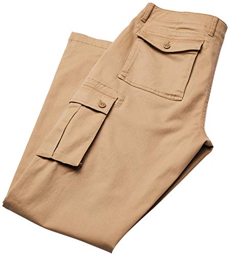 Amazon Essentials – Pantalones cargo elásticos de corte entallado para hombre, Dark Khaki, 36W x 30L