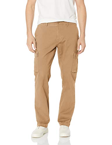 Amazon Essentials – Pantalones cargo elásticos de corte entallado para hombre, Dark Khaki, 36W x 30L