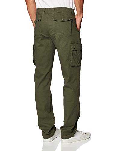 Amazon Essentials - Pantalones cargo elásticos de corte recto para hombre, Verde oliva, 38W x 30L