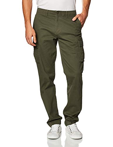Amazon Essentials - Pantalones cargo elásticos de corte recto para hombre, Verde oliva, 38W x 30L