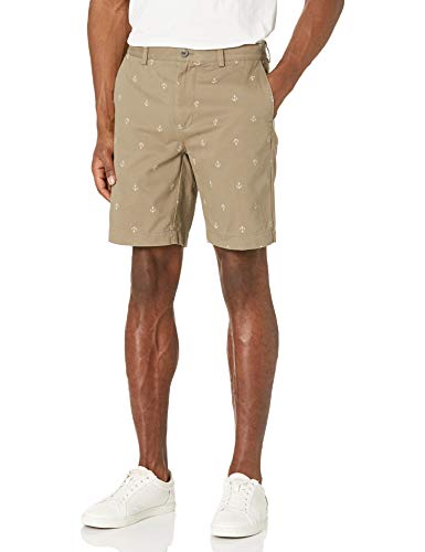Amazon Essentials - Pantalones cortos ajustados para hombre, Marrón (Khaki Anchor Kha), 34W