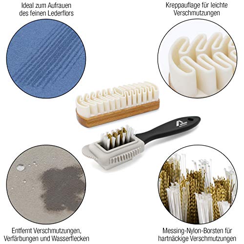 Amazy Cepillo Gamuza Perfecto para Zapatos – Juego de cepillos para limpiar ante, gamuza, nobuk o terciopelo