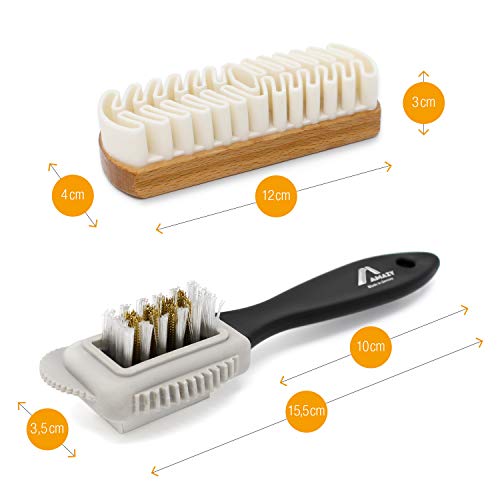 Amazy Cepillo Gamuza Perfecto para Zapatos – Juego de cepillos para limpiar ante, gamuza, nobuk o terciopelo