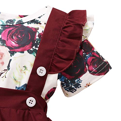 Amissz Infantil NiñAs Ropa Conjuntos Manga Larga Florales Tops con Volantes + Falda + Diadema Niños Otoño Primavera Trajes 0-18 Meses