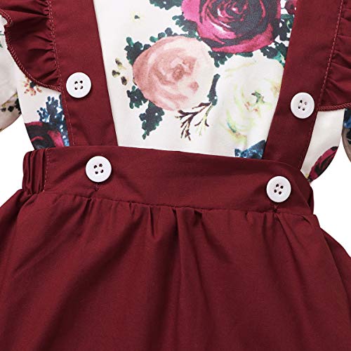 Amissz Infantil NiñAs Ropa Conjuntos Manga Larga Florales Tops con Volantes + Falda + Diadema Niños Otoño Primavera Trajes 0-18 Meses