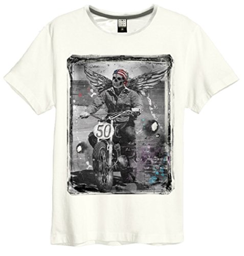 Amplified Winged Biker - Camiseta (talla S), color blanco