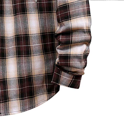 ANGLE Hombres de la moda de manga larga chaqueta camisa casual con capucha a cuadros superior al aire libre joggings entrenamiento senderismo camisa superior chaqueta