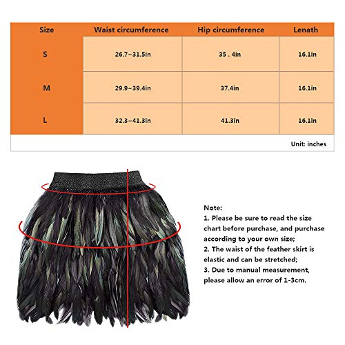 ANSUG Mujeres Falda de Plumas Negras Mini Pretina elástica Faldas de una línea Traje de Carnaval para Halloween Navidad (M)