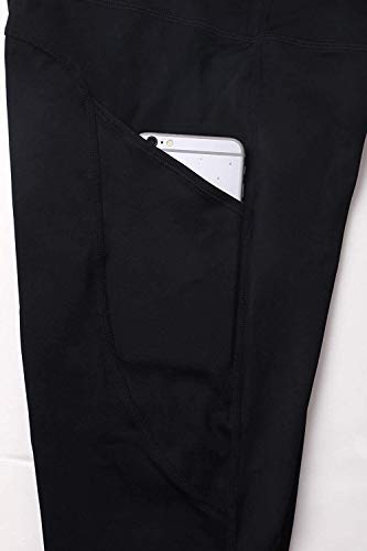 Anwell Mallas cortas para mujer con bolsillo para el móvil, color negro, pantalones de yoga de cintura alta Negro M