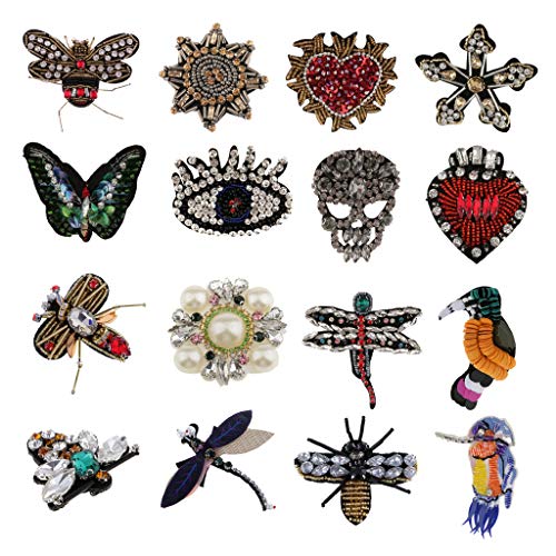 Aplique Forma de Cráneo con Pedrería Precisosa Parches Artesanal Adorno de Ropas Accesorios de Costura de Manualidades