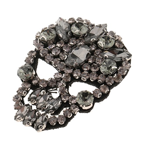 Aplique Forma de Cráneo con Pedrería Precisosa Parches Artesanal Adorno de Ropas Accesorios de Costura de Manualidades