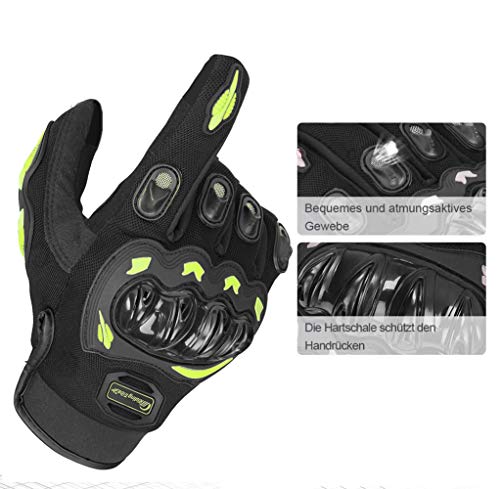 ARTOP Guantes Moto de Pantalla Táctil Guantes Motocross Verano Mujer Hombres Niño Tranpirable Guantes de Motocicleta(Verde Fluorescente,XXL)