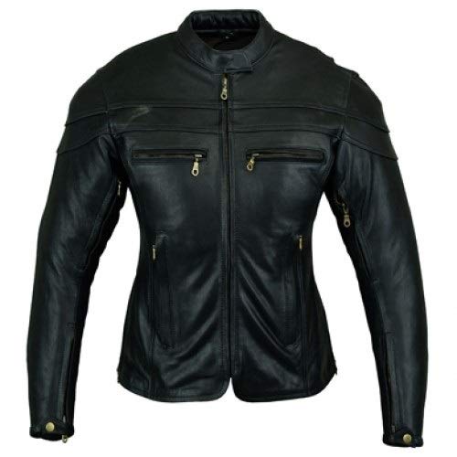 Australian Bikers Gear CE 1621-1 5, Chaqueta de moto de cuero Sturgis Tour, Mujer, Negro, 36 EU, 8 UK, Tamaño del Fabricante: S
