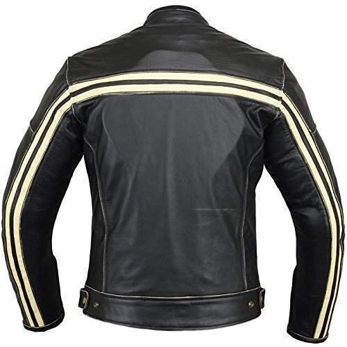 Australian Bikers Gear Retro Style 'The Bonnie' - Chaqueta de moto, Negro / Blanco, L