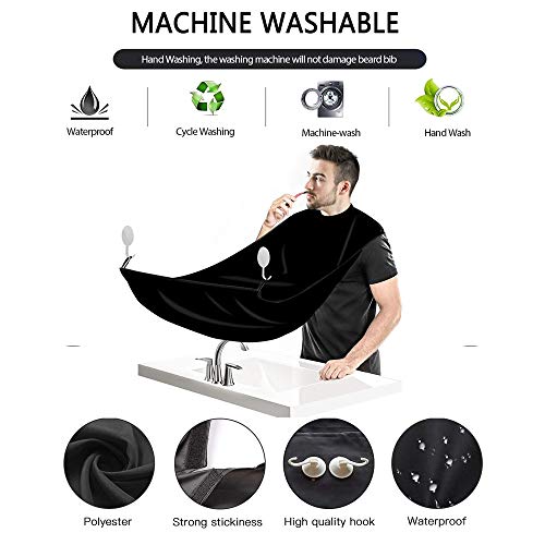 auvstar Delantal de afeitado, chaqueta de corte de pelo, delantal de afeitado con peto de barba, carcasa transceptor de chaqueta impermeable, paño de limpieza para el hogar (negro)