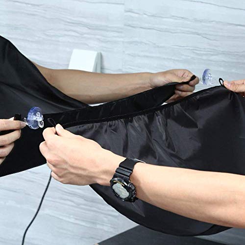 auvstar Delantal de afeitado, chaqueta de corte de pelo, delantal de afeitado con peto de barba, carcasa transceptor de chaqueta impermeable, paño de limpieza para el hogar (negro)