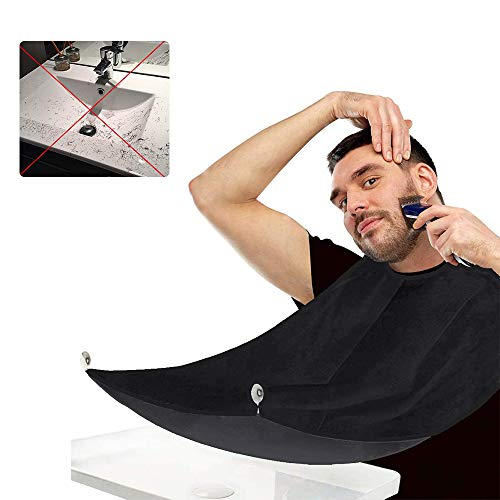 auvstar Delantal de afeitado, chaqueta de corte de pelo, delantal de afeitado con peto de barba, carcasa transceptor de chaqueta impermeable, paño de limpieza para el hogar (negro)
