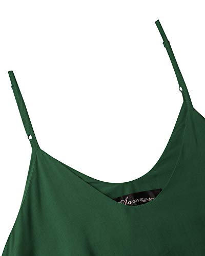 Auxo Mono Largo Mujer Tirantes Sin Mangas con Cuello En V Pantalones Anchos Casual Verano Jumpsuit Chic Elegant Mono de Noche Playsuit Anchos de Fiesta Bodysuit 01-Verde Scuro 2XL