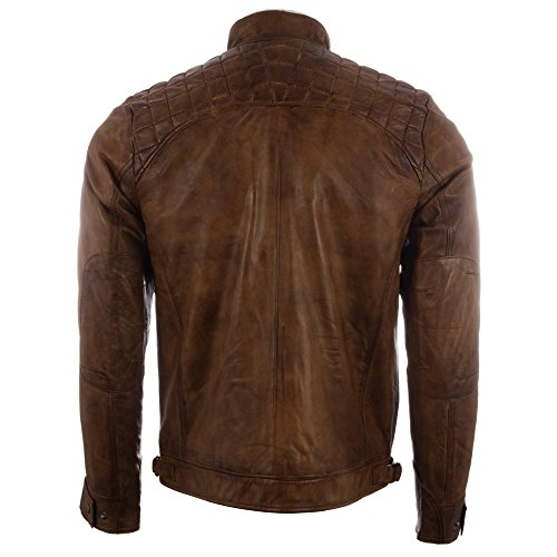 Aviatrix Chaqueta Biker De Cuero Autentica para Hombre con Diseno De Hombros De Diamante (44T9)