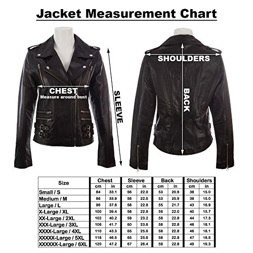 Aviatrix Chaqueta Biker De Cuero Autentica para Mujer con Multiples Cremalleras (AGSM)