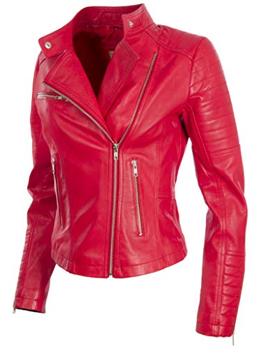 Aviatrix Chaqueta Cuero Genuino de la Mujer (X5QE)