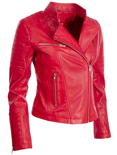 Aviatrix Chaqueta Cuero Genuino de la Mujer (X5QE)