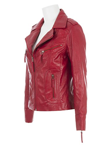 Aviatrix Elegante Cazadora Motera Corta De Cuero Autentica Extrasuave para Mujeres (N8UL)