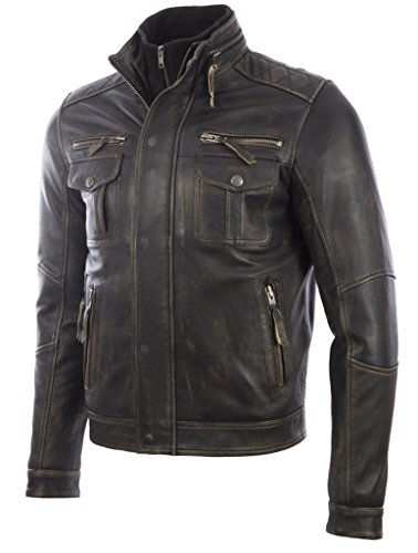 Aviatrix Hombres Especial Vendimia Cuero Autentico Chaqueta De Estilo De Moto (S8T4)