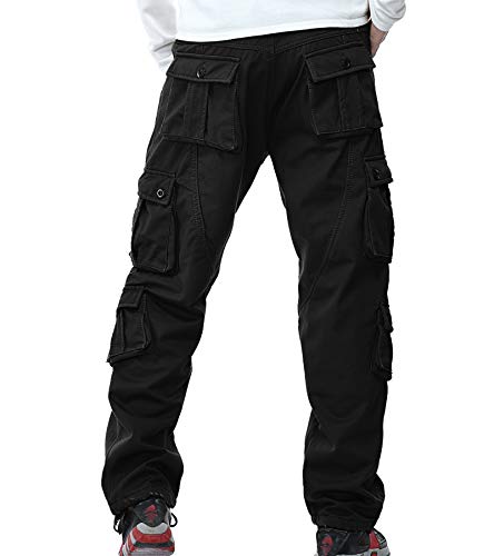 AYG Invierno Pantalón Militar Hombre Pantalones Cargo Pants Espesor Trousers 29-40 (W38/L33(ES 48) 38" cintura/33 Inseam, Negro(Black#22))