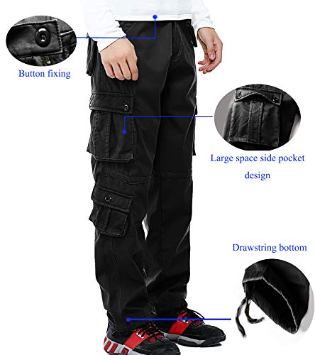 AYG Invierno Pantalón Militar Hombre Pantalones Cargo Pants Espesor Trousers 29-40 (W38/L33(ES 48) 38" cintura/33 Inseam, Negro(Black#22))