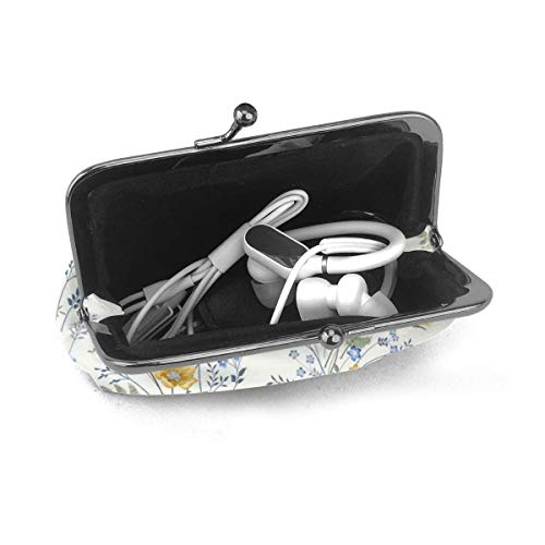 Azul Flor Patrón Floral Rosas Cuero De La Pu Exquisita Hebilla Monederos Vintage Bolsa Clásico Cambio De Cerradura Monedero Wal.