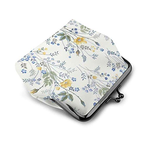 Azul Flor Patrón Floral Rosas Cuero De La Pu Exquisita Hebilla Monederos Vintage Bolsa Clásico Cambio De Cerradura Monedero Wal.